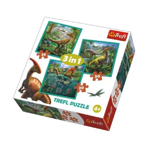 Puzzle 3v1 Svět Dinosaurů 20x19,5cm v krabici 28x28x6cm 