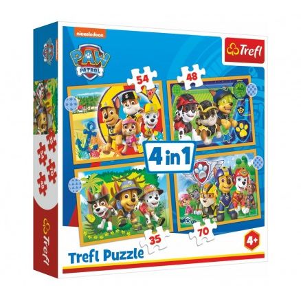 Puzzle 4v1 Prázdniny Tlapková Patrola/Paw Patrol 28,5x20,5cm v krabici 28x28x6cm 