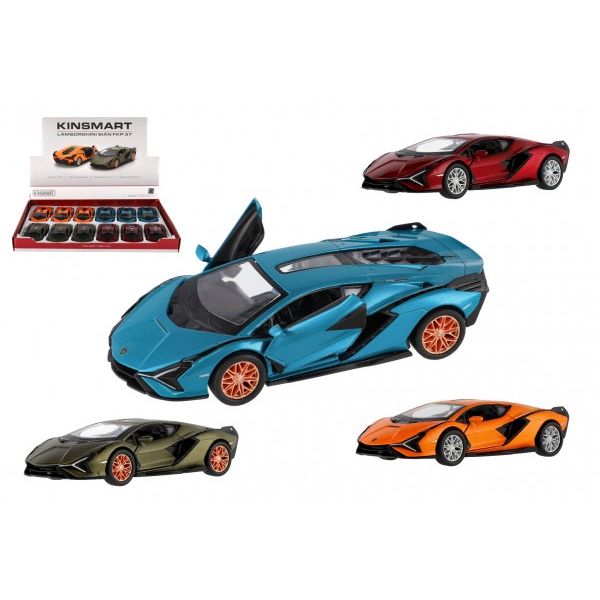 Auto Kinsmart Lamborghini Sián FKP 37 kov/plast 13cm 4 barvy na zpětné natažení 