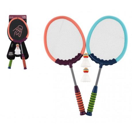 Sada badminton 2 pálky plast/látka 60cm 2 ks míček/košíček na kartě 