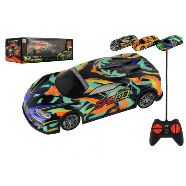 RC Auto závodní 27MHz plast 20cm na baterie se světlem 3 barvy 