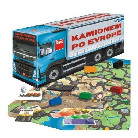 Dino Kamionem po Evropě společenská hra v krabici 36x16x10cm 